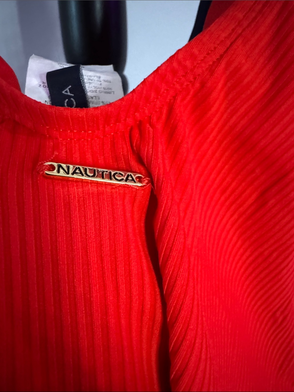 Nautica Red One-Piece Swimsuit with Navy Trim - Picture 4 of 5